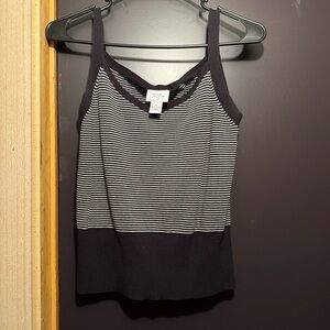 LOFT Black and White Striped Camisole